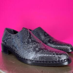 Vince Delmar Gray Black Snake Print Leather Slip-On Booties US 5.5